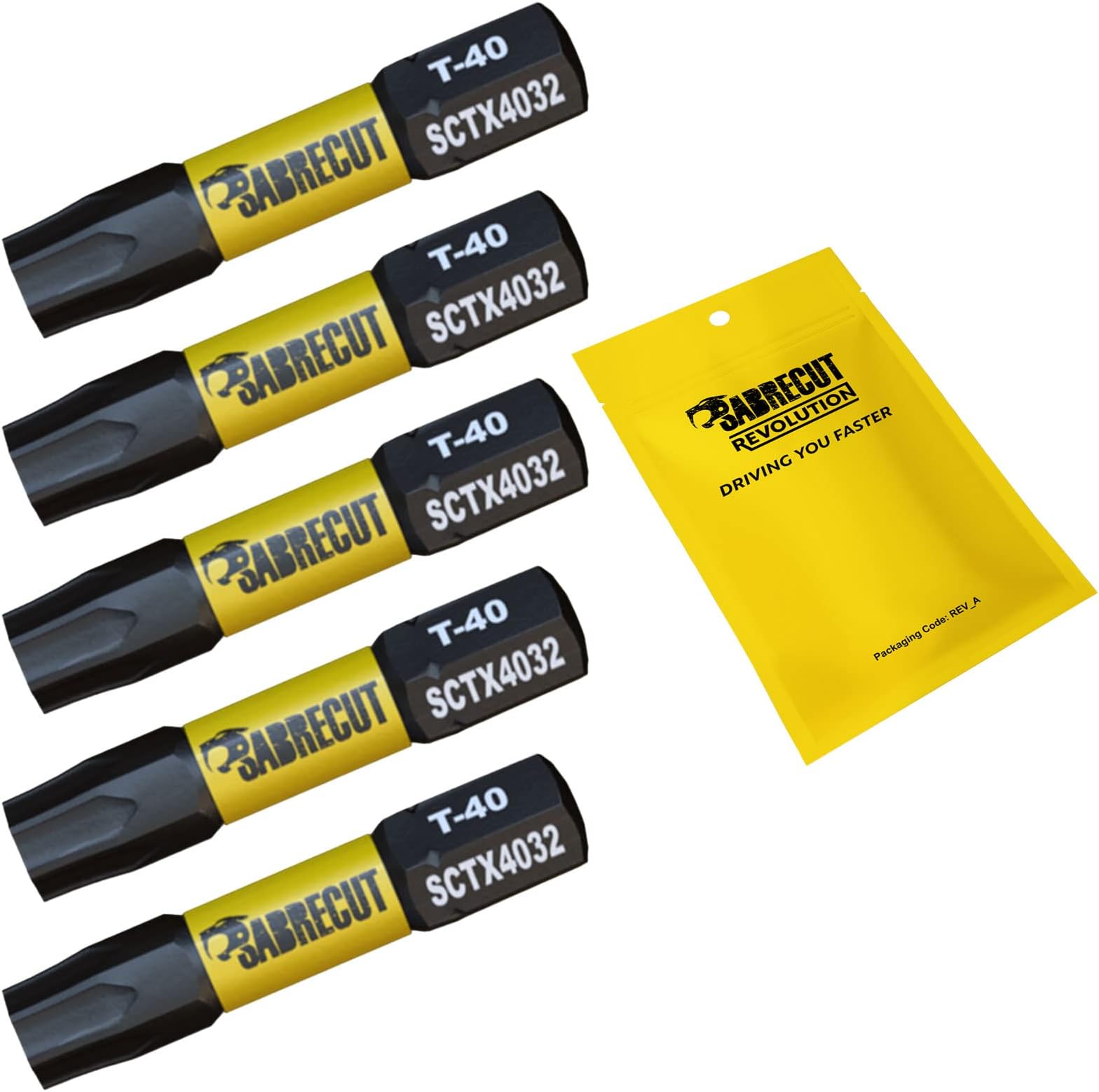 5 X SabreCut SCTX4089_5 Embouts TX40 89mm Torx Impact - Lot Magnétique Heavy Duty Compatible Dewalt Milwaukee Bosch Makita