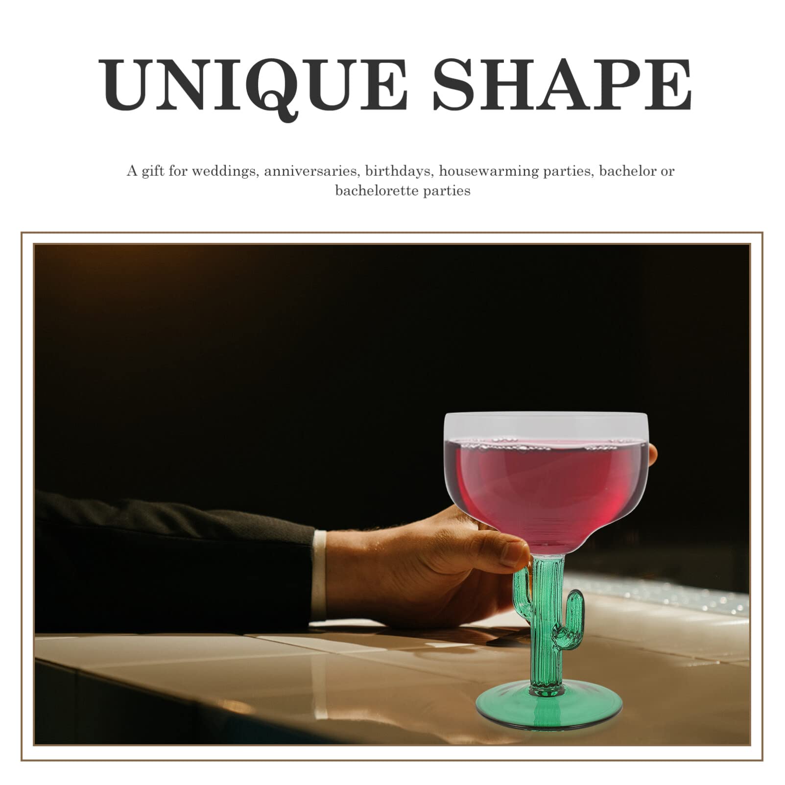 Hemoton Wine Glasses Goblet 2pcs Cactus Margarita Glasses Glass Cocktail Cups Wine Goblets for Summer Beach Hawaiian Luau Party Mexican Cinco de Mayo Decorations Clear Cocktail Glass