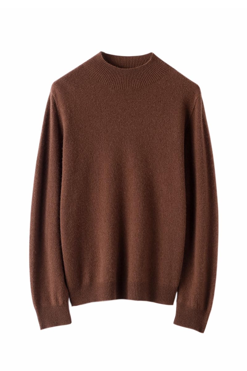 E-girl Maglione da donna 95% cashmere con colletto alto, a maniche lunghe, in lana cashmere, tinta unita, rilassato, sottile, MZ2221