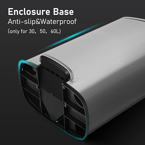 Miniatura 9 de Arlopu Cubo de basura de 13.2 + 1.3 galones, cubo de basura de acero inoxidable, cubo de basura de cierre suave con cubo interior de plástico