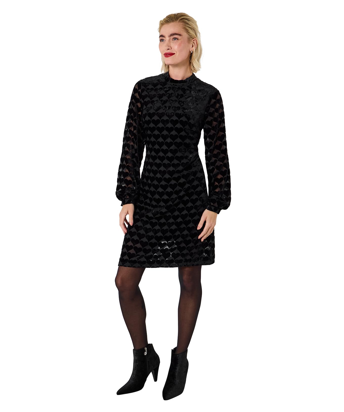 Joe Browns Women's Devore Heart Velvet Dress, Regular, Black, UK 6