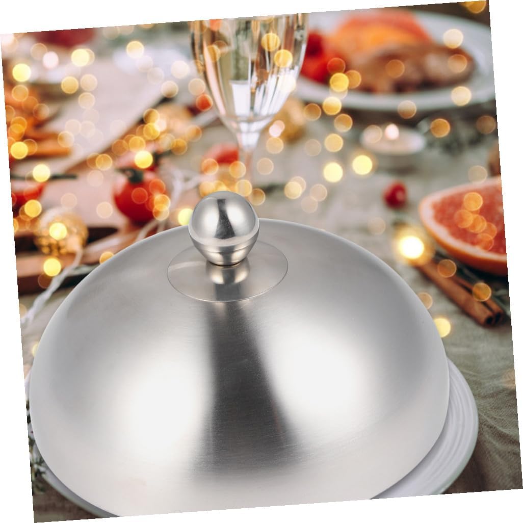 Stainless Steel Steak Cover 26cm Oil-proof Food Dome Household Dish Protector for Kitchen Griddle and Dining Use
