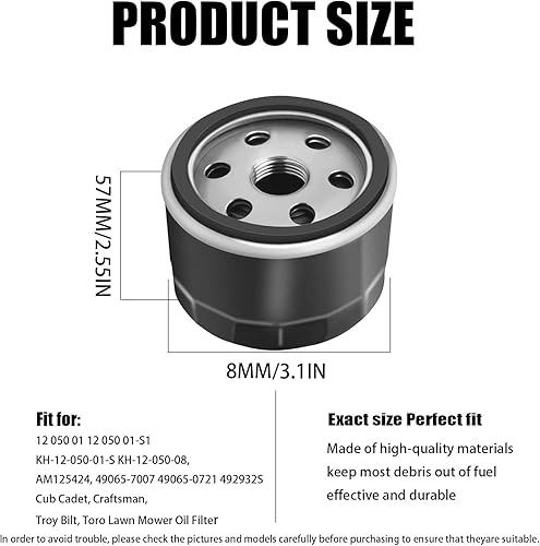 Miniatura 2 de 49065-7007 Filtro de aceite 49065-0721 492932 492932S 28 050 01-S para Kawasaki FR691V FR730V FR651V FR541V FR600V FX600V FS730 FX600V 4 Motor de