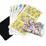 Bingo Game Set with Wooden Tokens, Colorful Cards, Vietnamese Bingo Game (cờ lô tô)