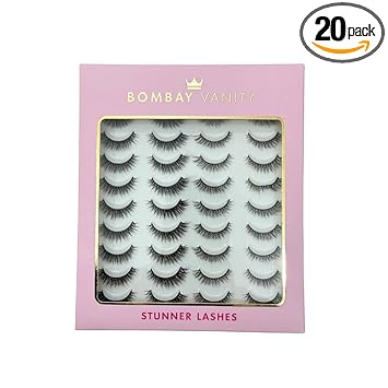 Bombay Vanity 20 Pair Natural Look Reusable 3D False Eyelashes For Bridal & Party Makeup H22