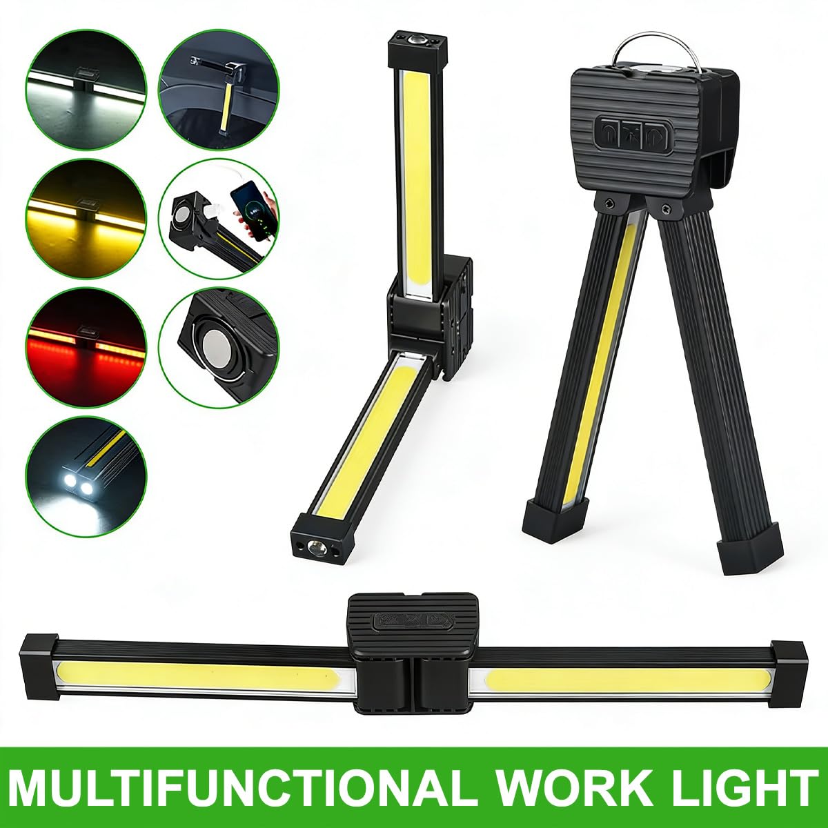 BigKing Gym Lamp per Posing, Lampada Magnetica da Palestra, Piegatura a 180 Gradi, Con Ricarica USB, 4 Modalità di Illuminazione, Impermeabile e Dimmer per Palestra, Campeggio, Luce