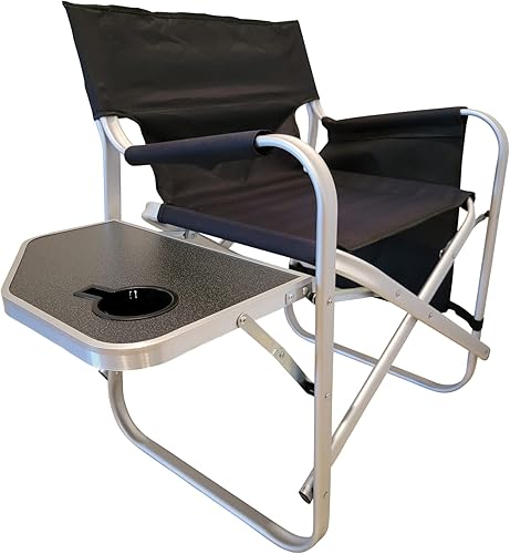 Professional EZ Travel Collection, Silla plegable de lujo para directores, silla plegable con mesa auxiliar y portavasos, diseño XL Comfort