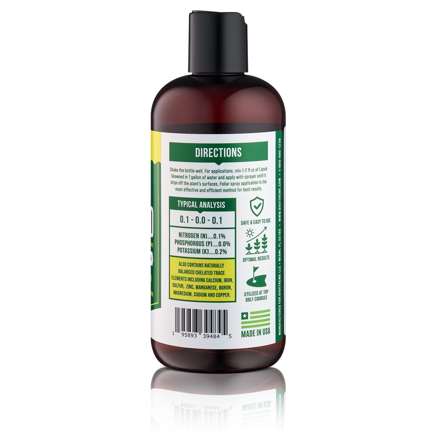 Liquid Seaweed Premium Concentrate – Undiluted Kelp Extract with No Fillers or Colorants – All Natural Fertilizer for Plant & Flower Growth Seed Germination & Root Development – 16 Oz