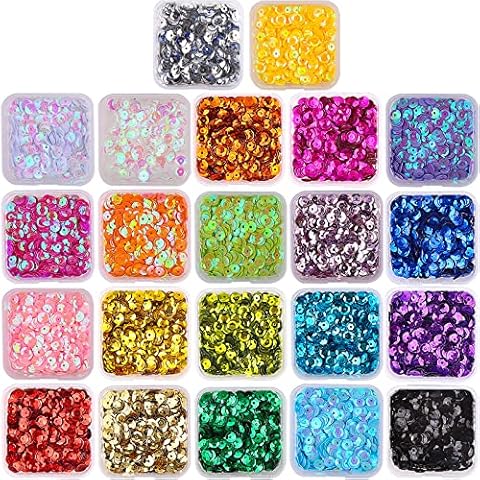 DIYASY 9800 Pcs 6MM Bulk Loose Sequins, 22 Colors Round Embroidery Sequins Cup Craft Sequins with Holes for DIY Cover