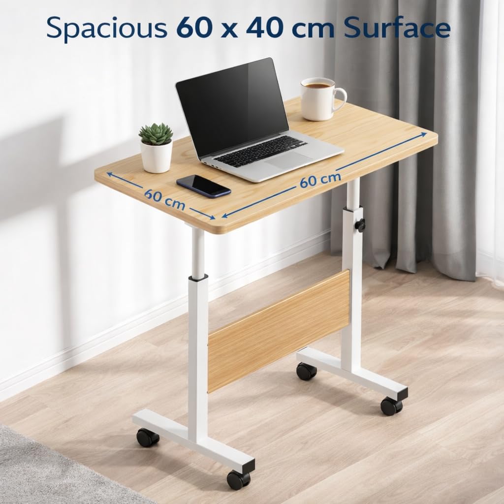 Frilla Tavolo portatile pieghevole – Regolabile in altezza e inclinazione, con superficie ampia – Ideale per letto, divano e smart working | EVOSTUL
