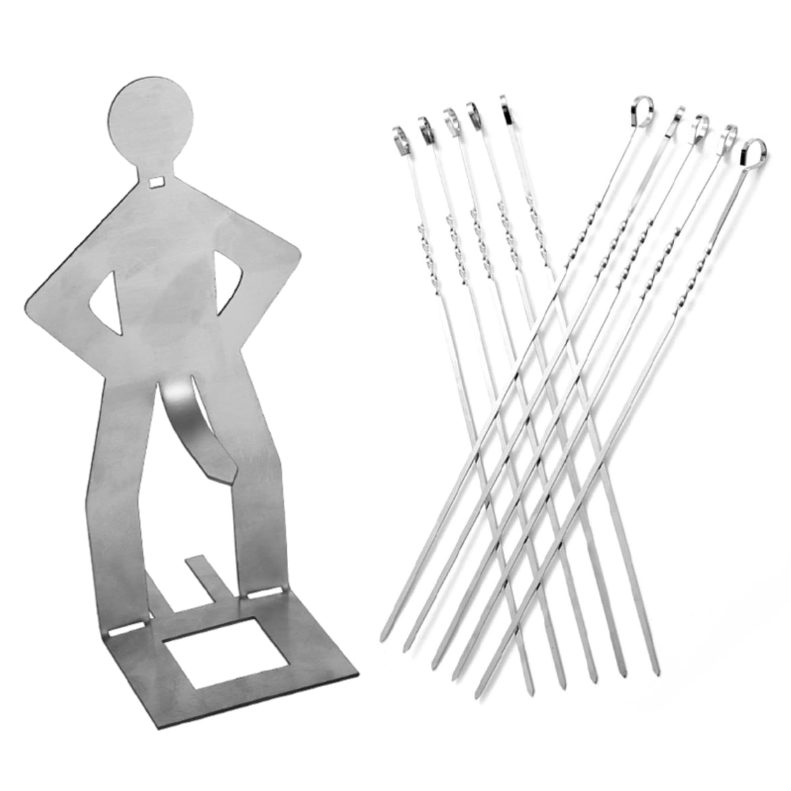 BBQ Sausage Roaster Rack, Man-Shaped Hot Dog Holder+10PCS Skewers, Stainless Steel Barbecue Gas Grill Rack Accessories, Sausage Party Hot-Dog Roaster Rack For Camping Outdoor Picnic Garden Kitchen