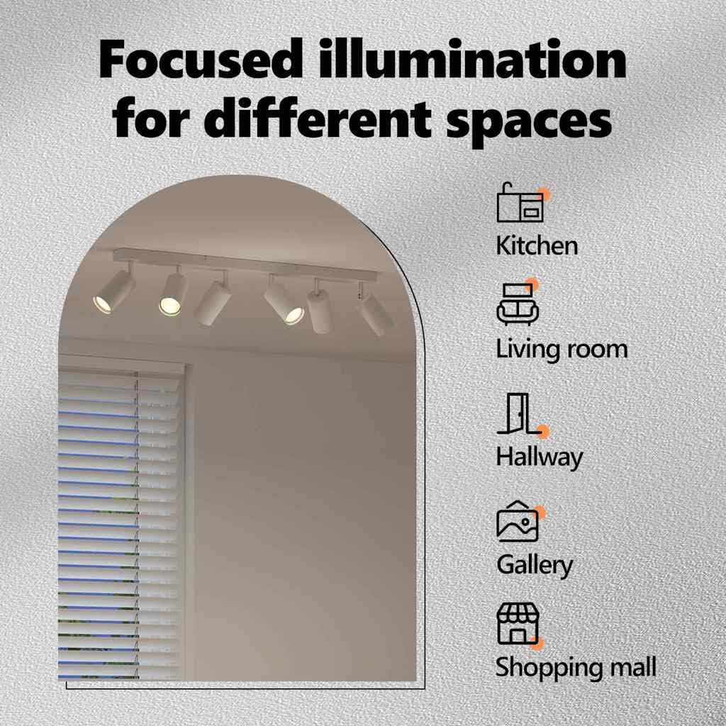 vidaXL Foco de techo con focos Blanco 73 x 6 x 16 cm Metal | Tiene 6 luces ajustables para que las uses como quieras, Diseñado para ahorrar energía sin perder brillo,