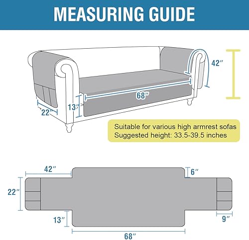Miniatura 2 de H.VERSAILTEX Funda de sofá 100% impermeable para sofá de 3 cojines, funda protectora de muebles tradicional Chesterfield para perros, funda