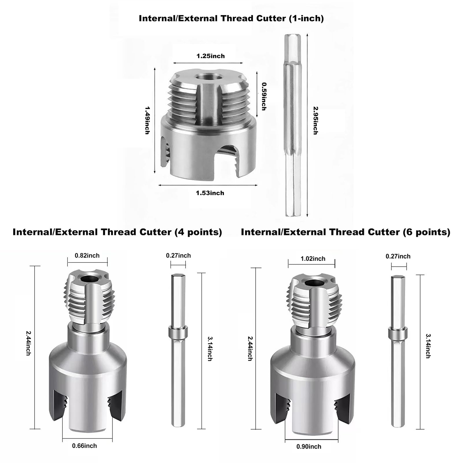 Herramienta de roscado de tuberías 4 en 1, kit de enhebrador interno y externo para tuberías de PVC de 3/4 pulgadas, ideal para proyectos de fontanería y reparaciones del hogar