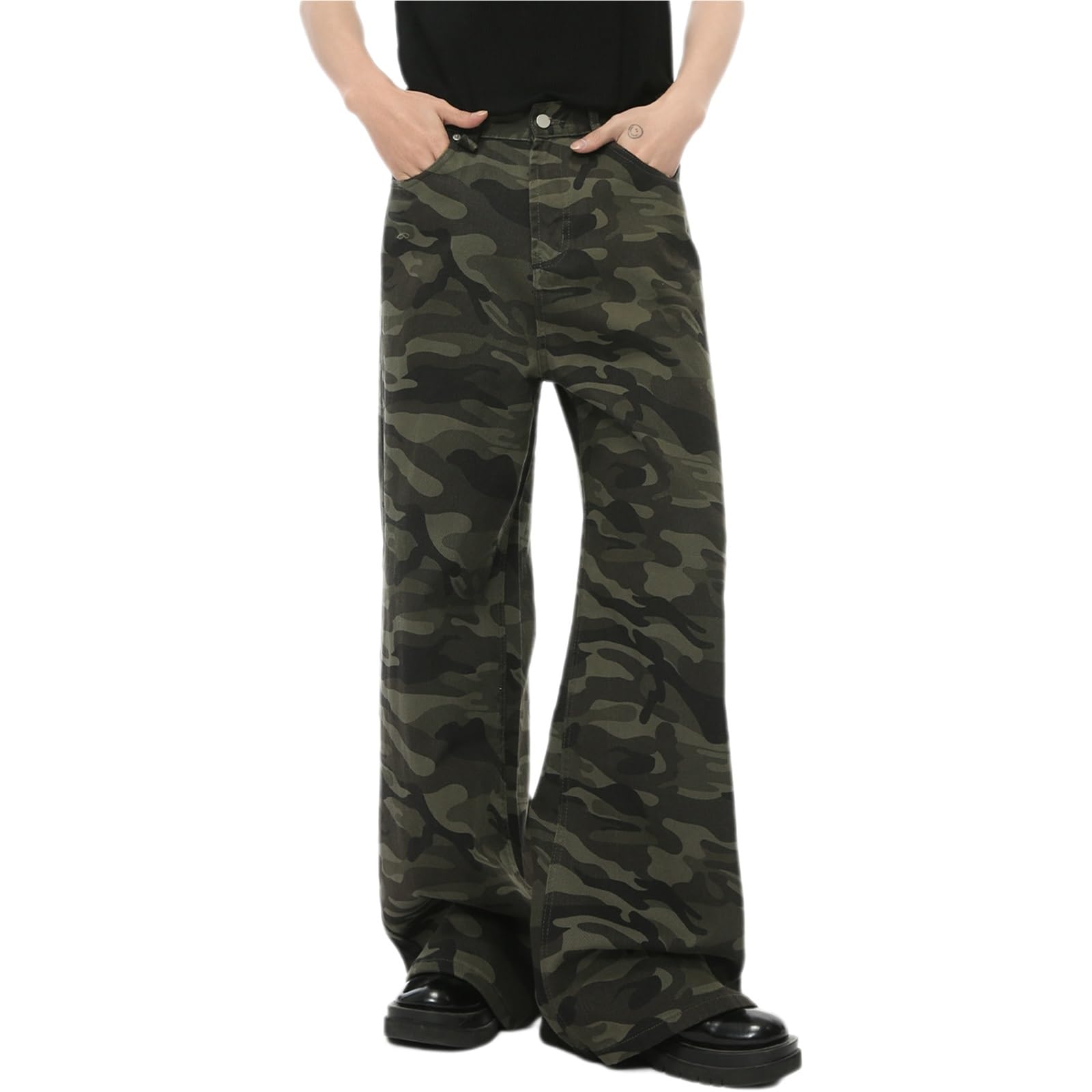 Luźne jeansy kamuflażowe męskie Y2K Jeansy Streetwear Szerokie nogawki Jeansy hiphopowe Spodnie do jazdy na deskorolce Spodnie jeansowe Luźny krój