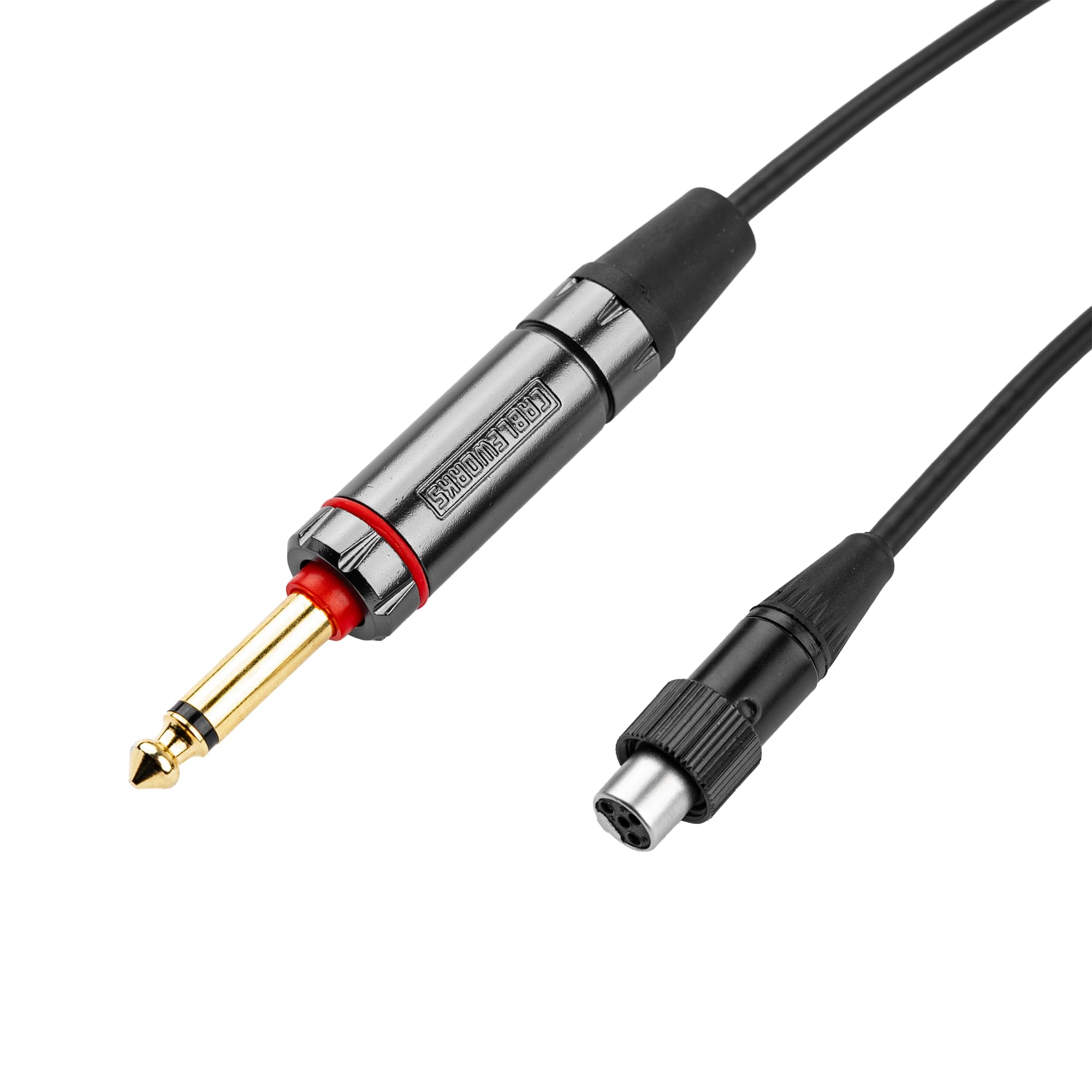 Cableworks by Gator Cases Headliner Series - Cable de instrumento recto de 3 pies de 1/4 pulgadas con interruptor silencioso a TA4F para transmisor inalámbrico de mochila, (GCWH-TA4F-3QT)