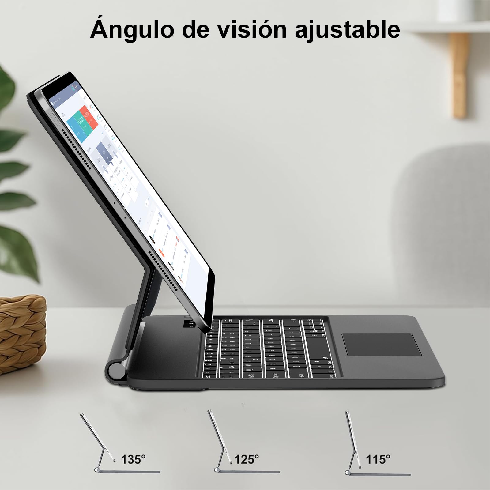 Teclado para iPad Air 13 M4 2026/ M3 2025/ M2 2024-Español Ñ Teclado para iPad Pro 12.9'' 2022/2021/2020/2018-Magic Keyboard Bluetooth Desmontable Retroiluminado para Air 13'', Negro