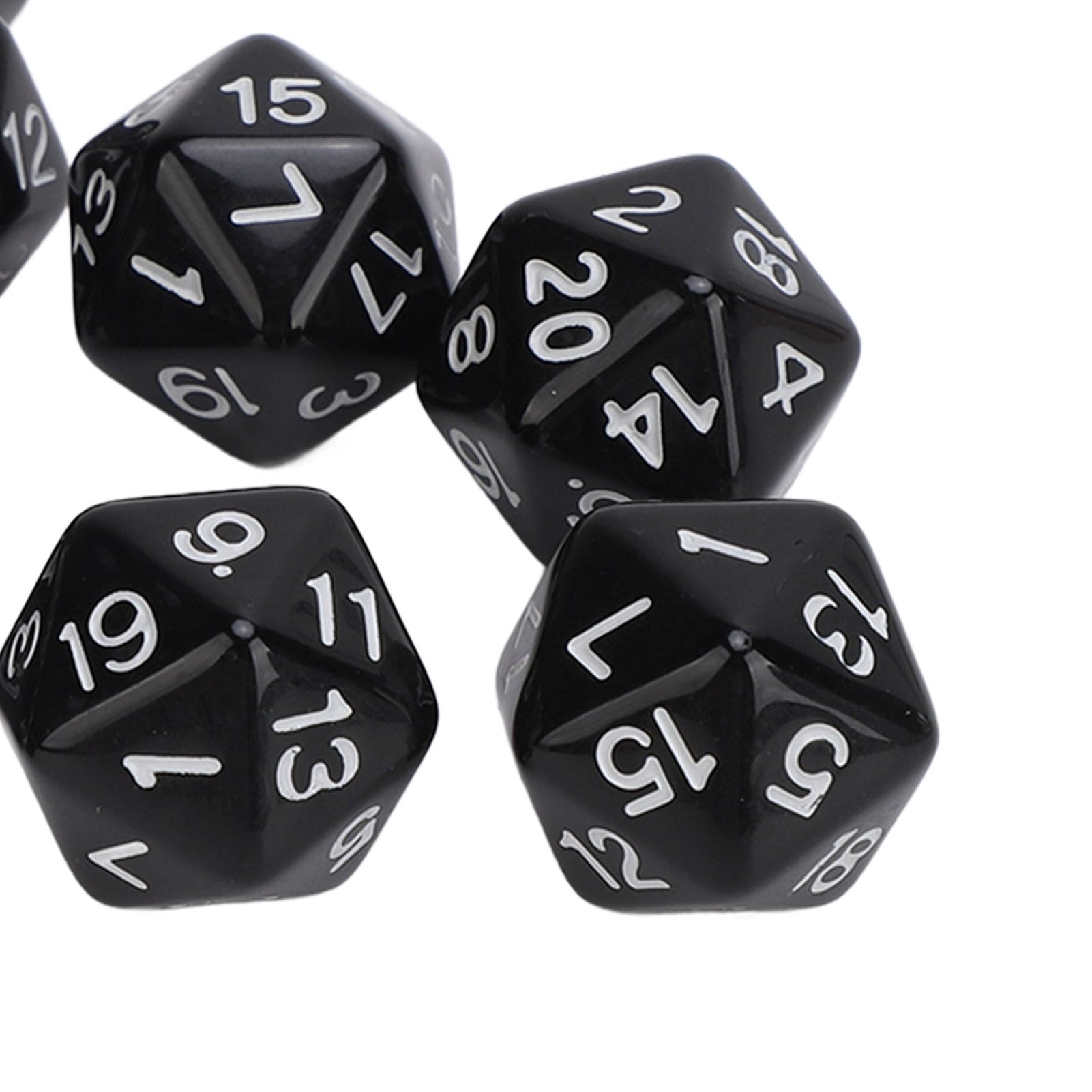 Polyhedral Dice Set 10PCS Lightweight Durable Plastic 20 Sided Role Playing Table Game Dice for Board Games Math Learning Classroom Activities (Black) - Image 3