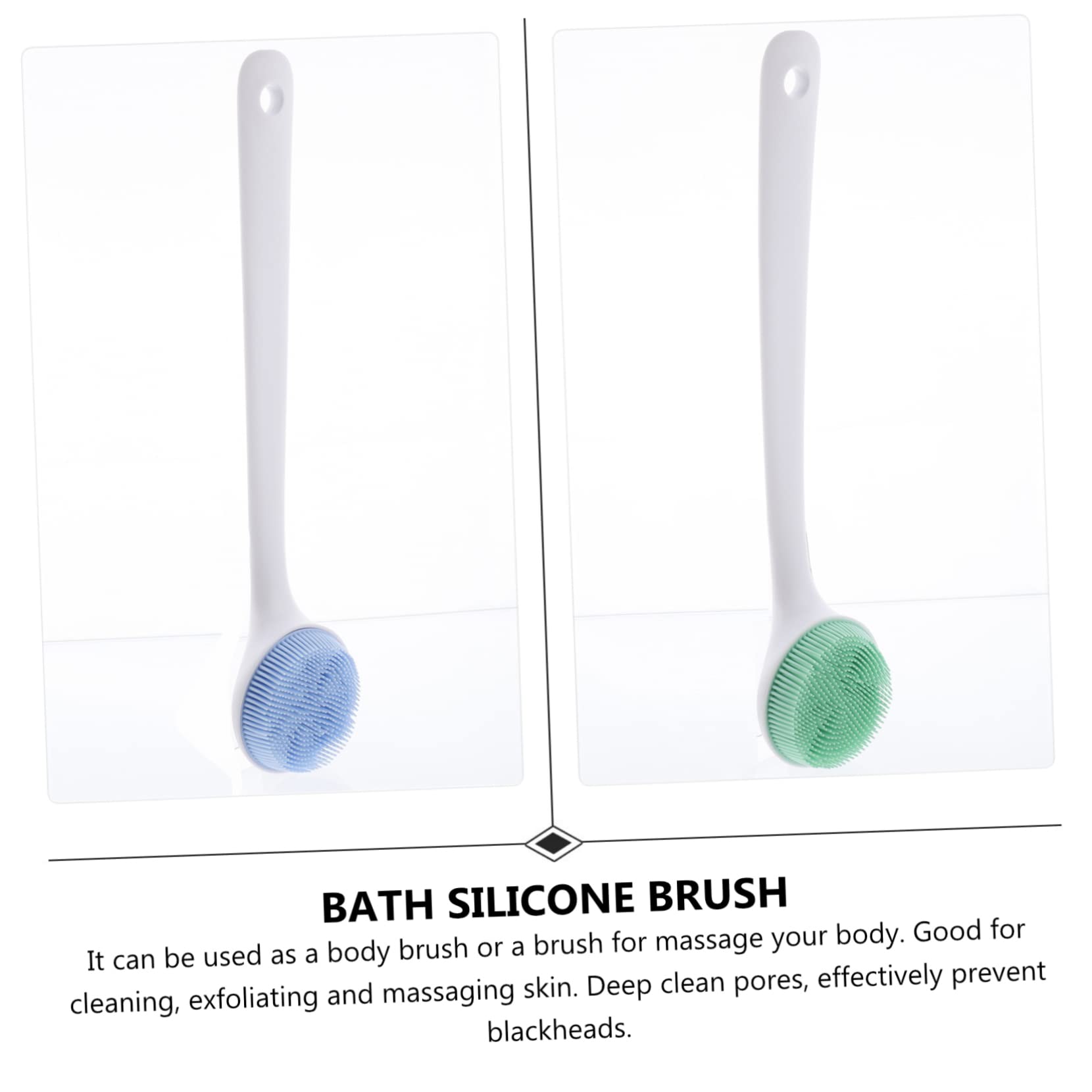 PLAFOPE Spazzola da Bagno in Silicone 2 Pezzi Manico per Pulizia Confortevole e Massaggio della Pelle Blu