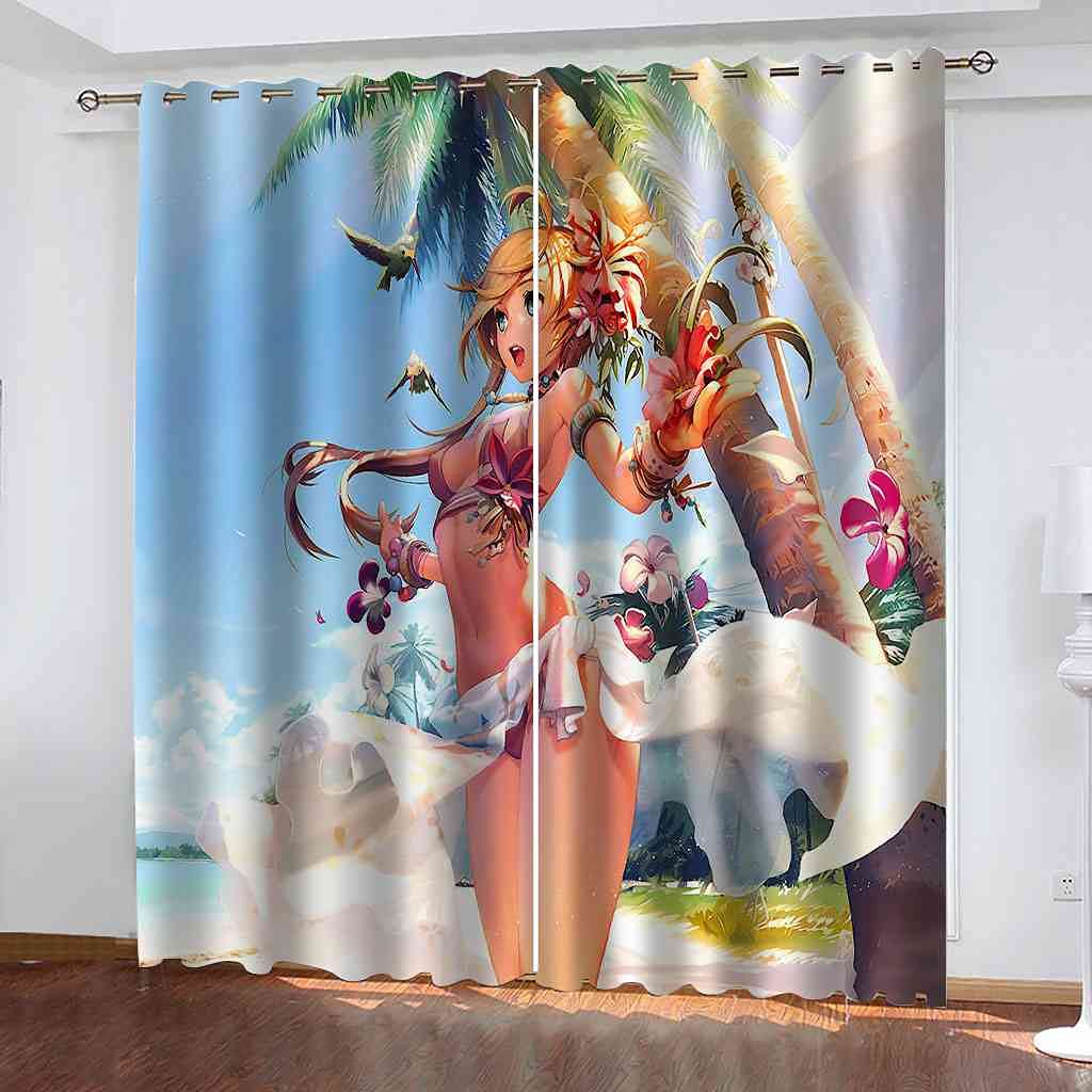 Rideaux isolants thermiques 3D plage contre le froid et le bruit du salon moderne