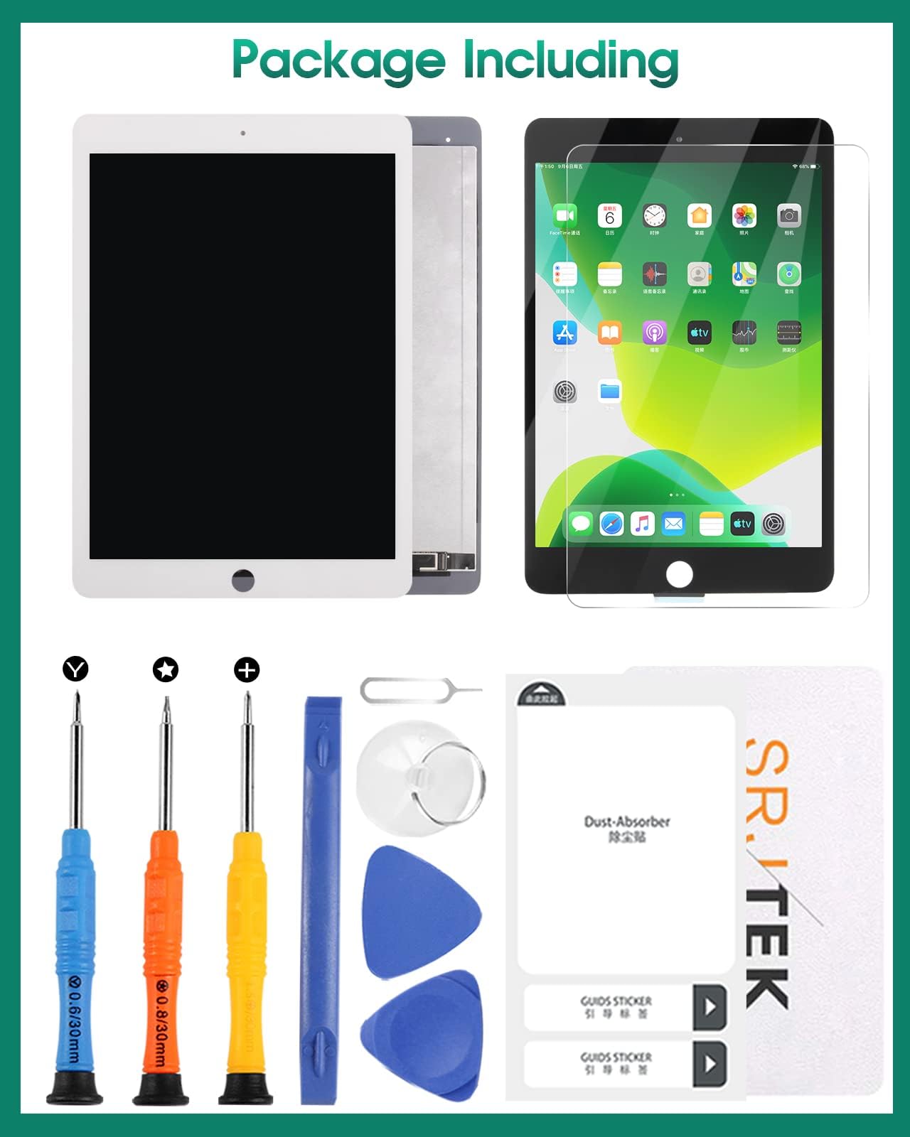 SRJTEK Per iPad Pro 9.7 pollice A1673 A1674 A1675 Touch Screen Sostituzione Digitizer Assembly Parti Kit Per iPad Pro 9.7 2016 Schermo LCD Display (Bianco)