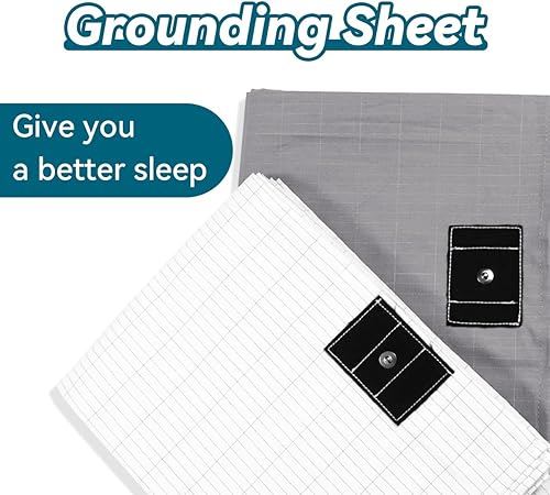 Miniatura 6 de Grounding Sheets - Sábana encimera de tamaño medio para dormir mejor, algodón de primera calidad + fibra plateada, sábana encimera con conexión a