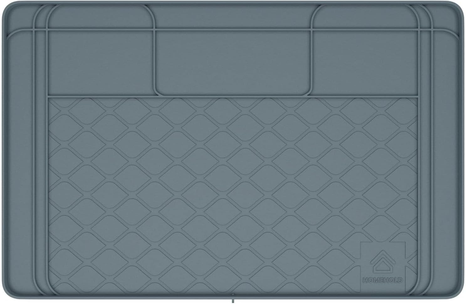 Premium Under sink mats for kitchen waterproof, 34" x 22" (Customizable to Smaller Sizes), Silicone under Kitchen Sink Mat for Bathroom Cabinets, Holds up to 3.3 Gallons of Liquid – Grey.