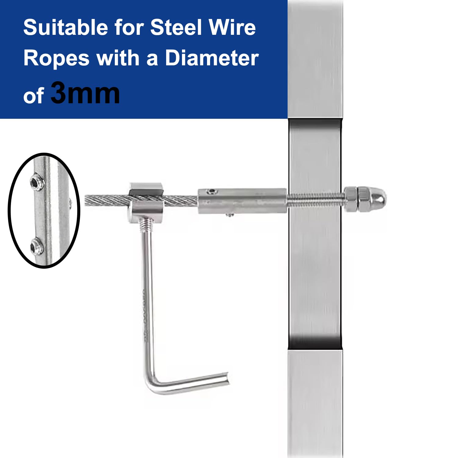 Lot de 20 Tendeurs de Câble en Acier Inoxydable, Tendeur Cable Inox, Garniture de Tension pour Câble 4mm, Garniture de Tension Robuste pour Les Installations de Clôtures ou Rambardes