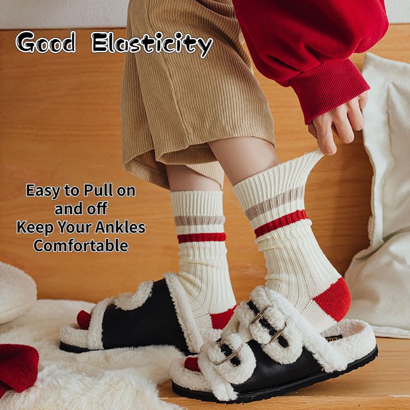 5/10 Pairs Striped Socks for Women, Green & Red Striped for Christmas and New Year, Athletic Running Socks Crew socks4