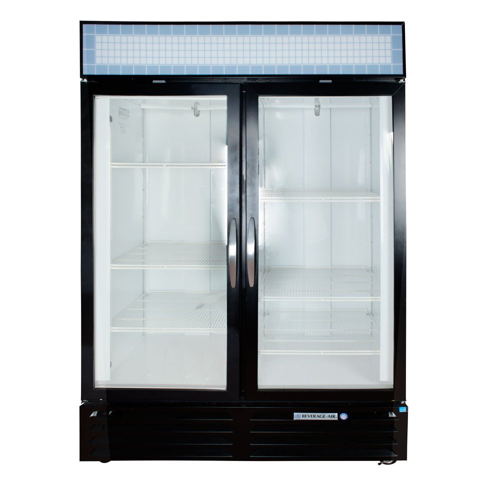 Beverage-Air MMF49-1-B-LED MarketMax 52" Two Section Glass Door Reach-In Merchandiser Freezer with LED Lighting 49 cu.ft. Capacity Black Exterior and Bottom Mounted