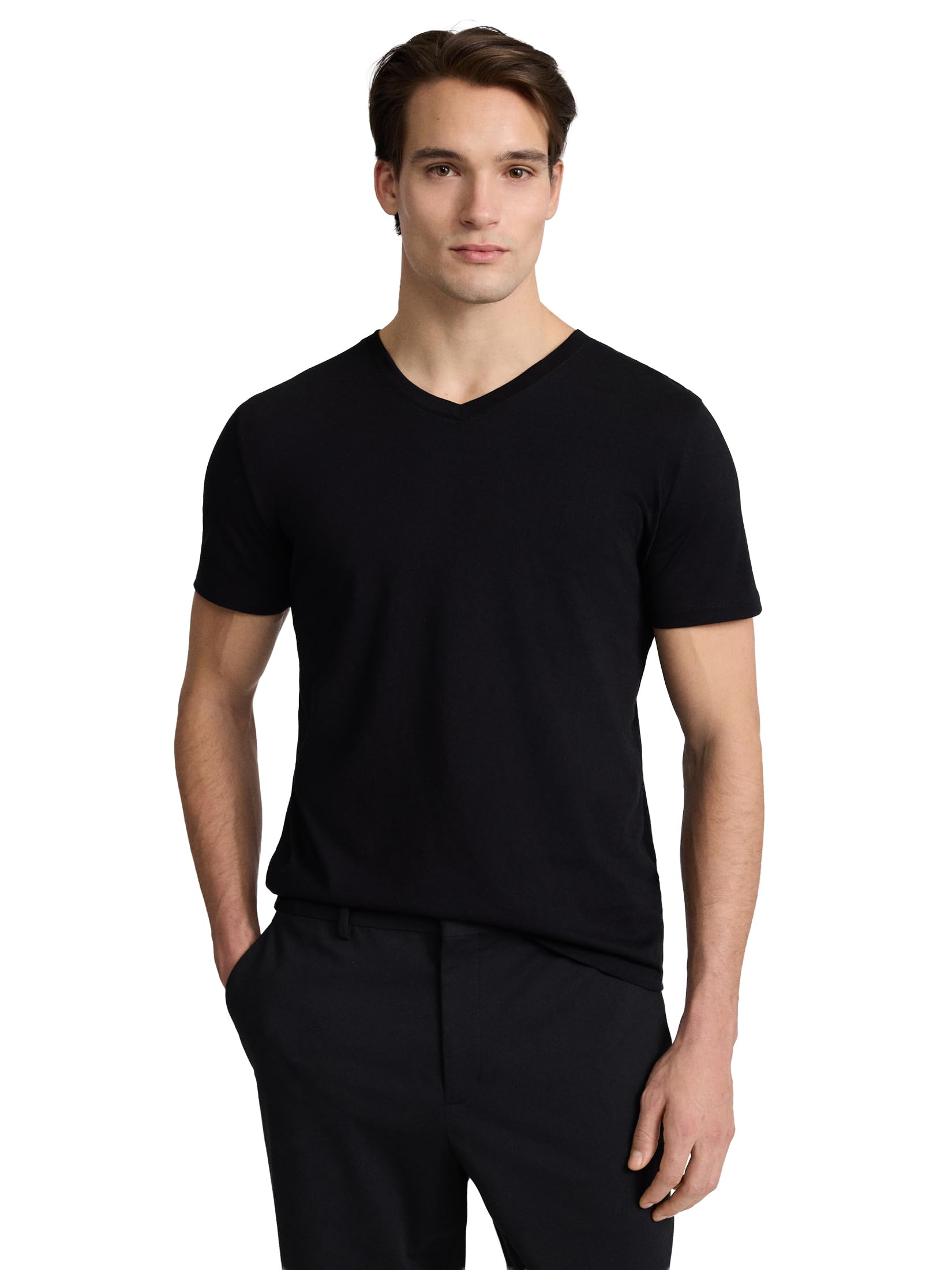 EXPRESS Men’s Pima Cotton Tee – Short Sleeve V-Neck, Ultra-Soft Premium Knit