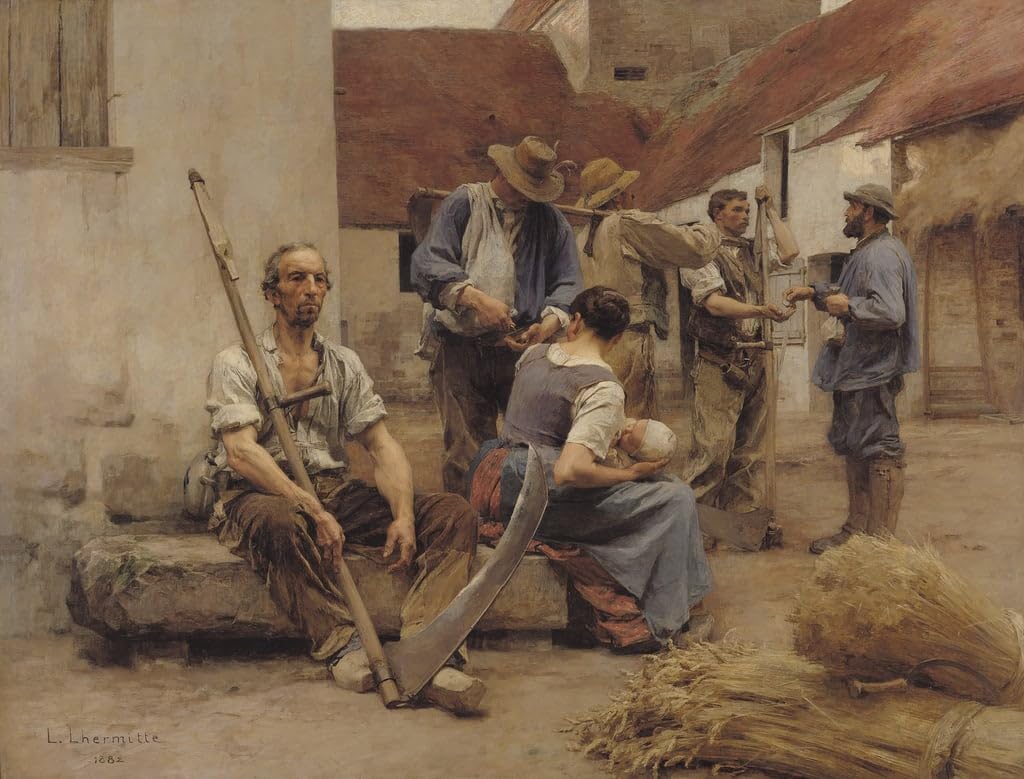 MSTECO Classic Painting Wall Art Print Canvas Reproduction Paying the Harvesters by Leon Augustin Lhermitte for Home Decor 60x90cm