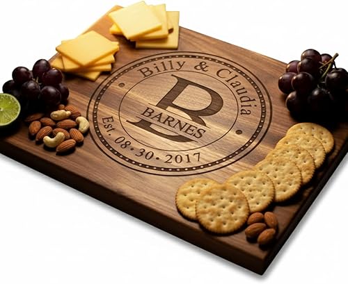 Custom Cutting Board Wedding Gifts for Couples Custom Engraved Names & Date | Premium Handmade Wood Gift Anniversarie, Bridal Shower & Couples –