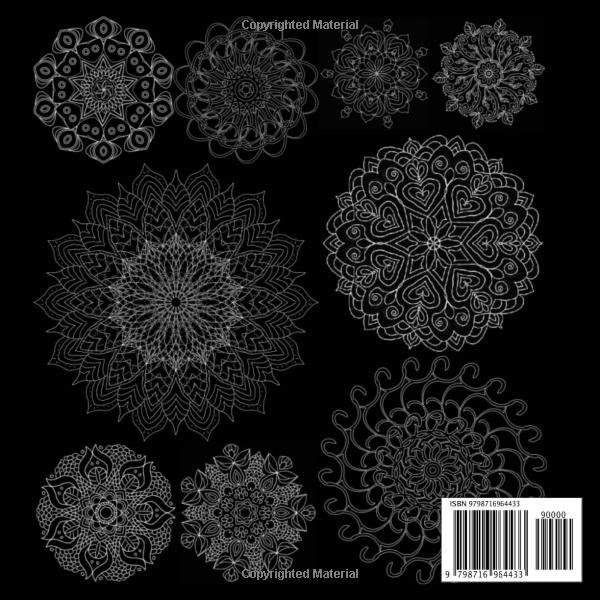 Miniatura 2 de Mandala Coloring Book for Everyone Black Background Midnight Edition Dark Flower Creative Color Art Easy Mandalas Simple Gel Pages