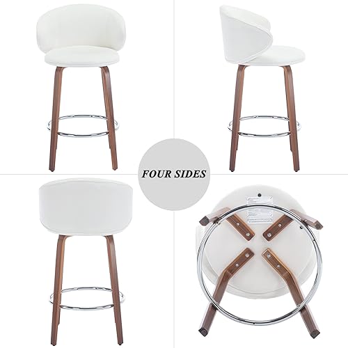 Miniatura 4 de DUOMAY Juego de 2 taburetes de bar modernos, taburetes de altura de mostrador de 26 pulgadas con respaldo de barril, silla de isla de cocina de