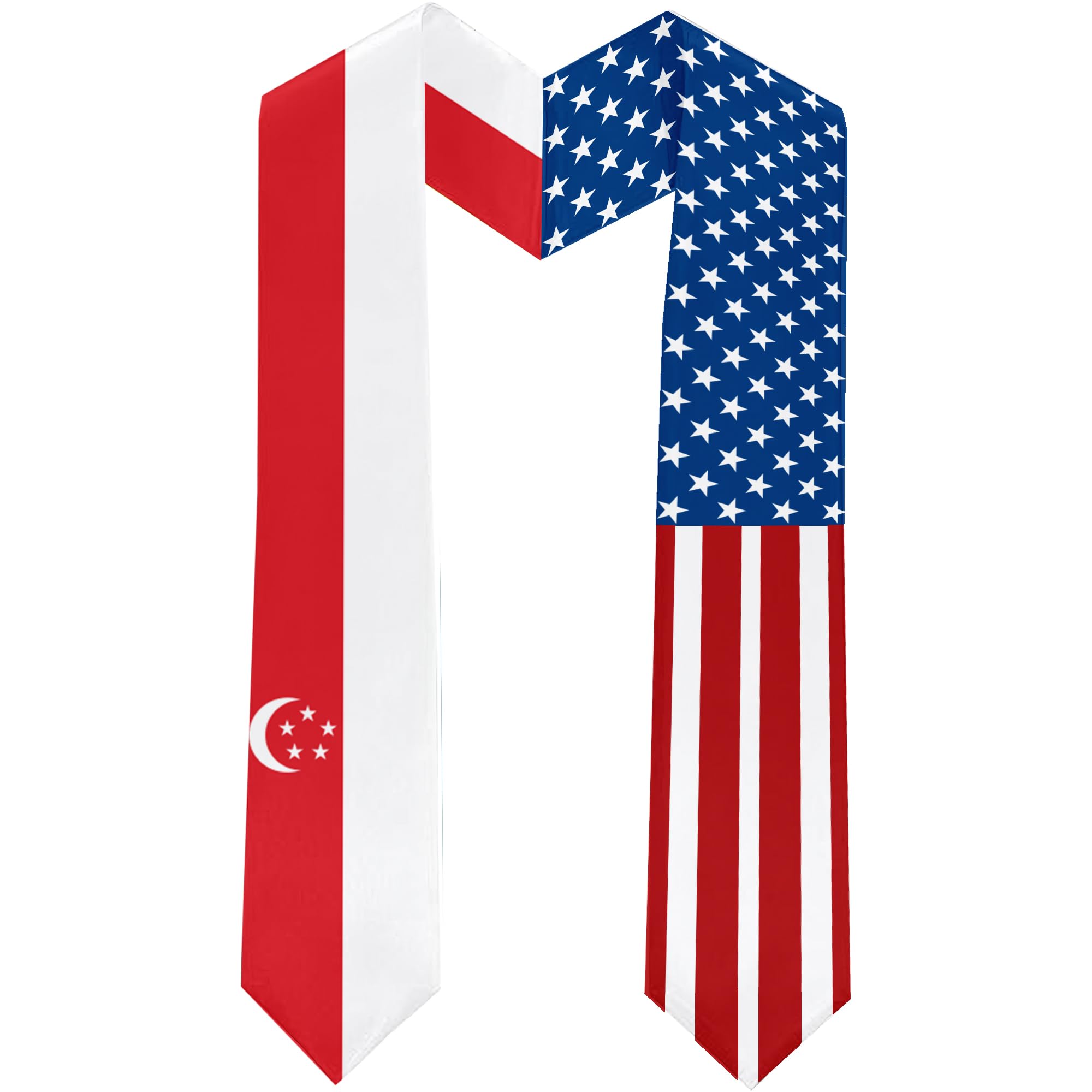 2025 Singapore Flag and USA Flag Graduation Stole Graduation Sash for International Student (Baccalaureate Gown and Hat Not Included)