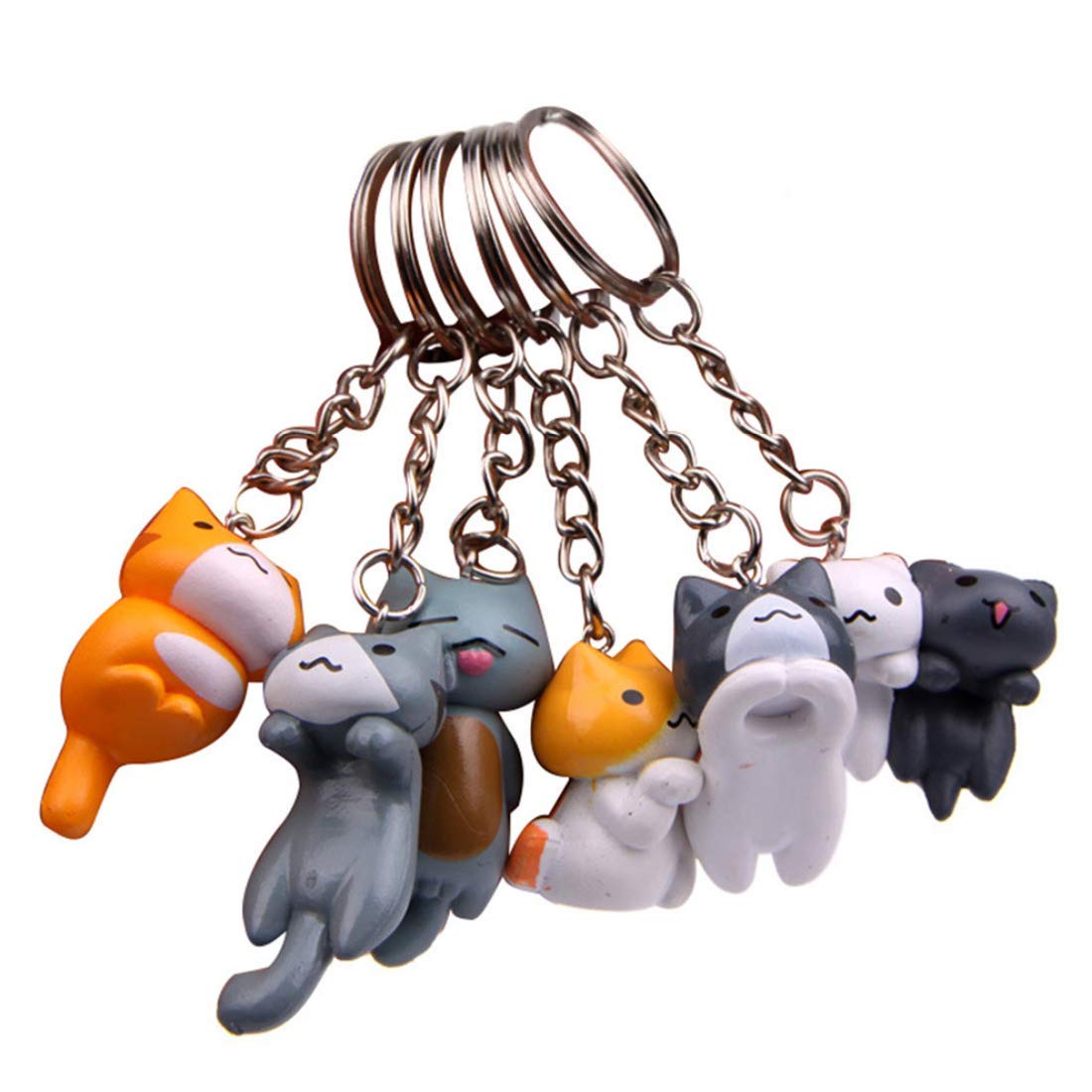 FlunyinaAstra Gourmet Cat Keychains - 6 Collectable Figurines - Features a Detachable Keyring - Authentic Japanese Design - Durable Plastic