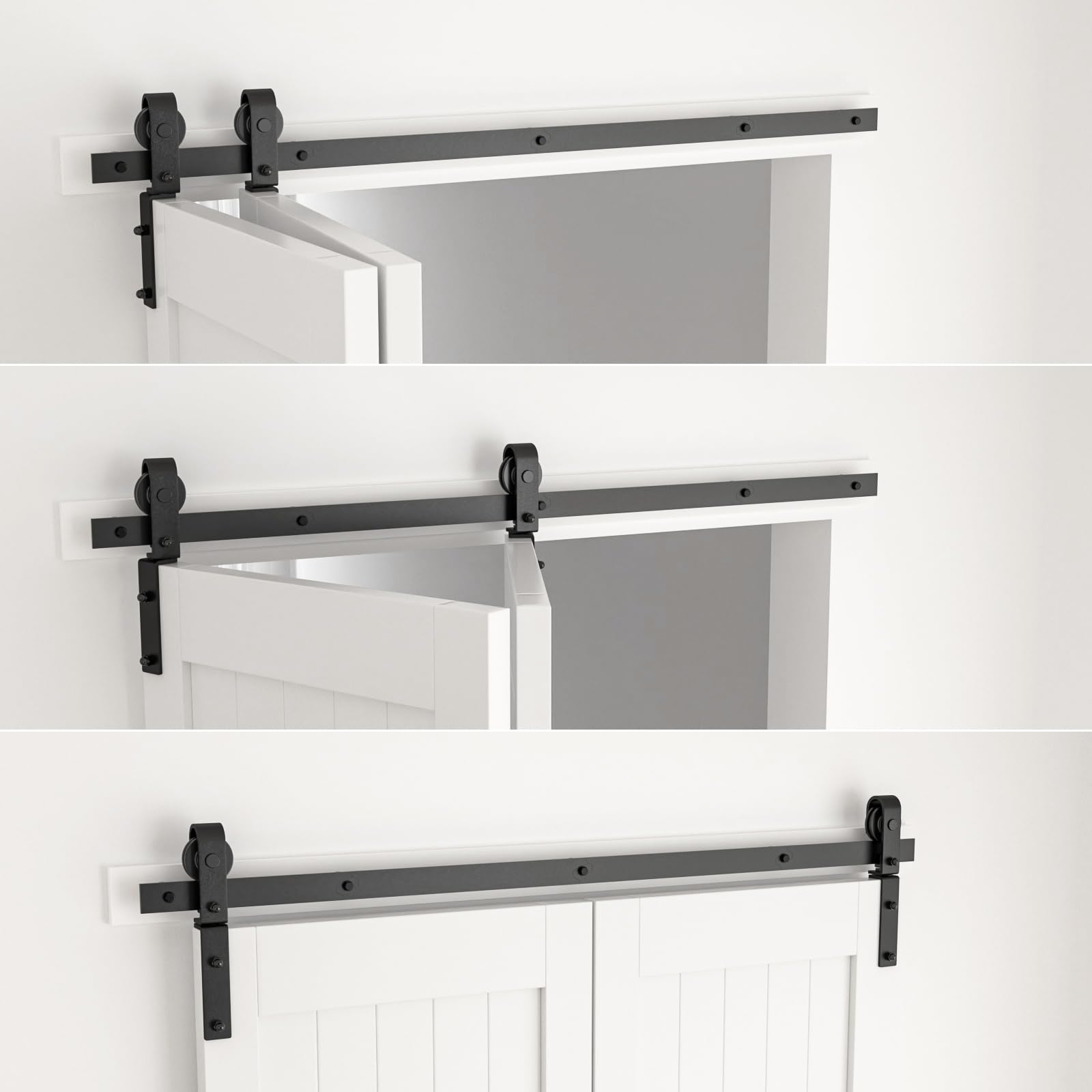 CCJH Kit di binari per porta scorrevole a 2 ante pieghevoli da 100 cm (porta non inclusa)