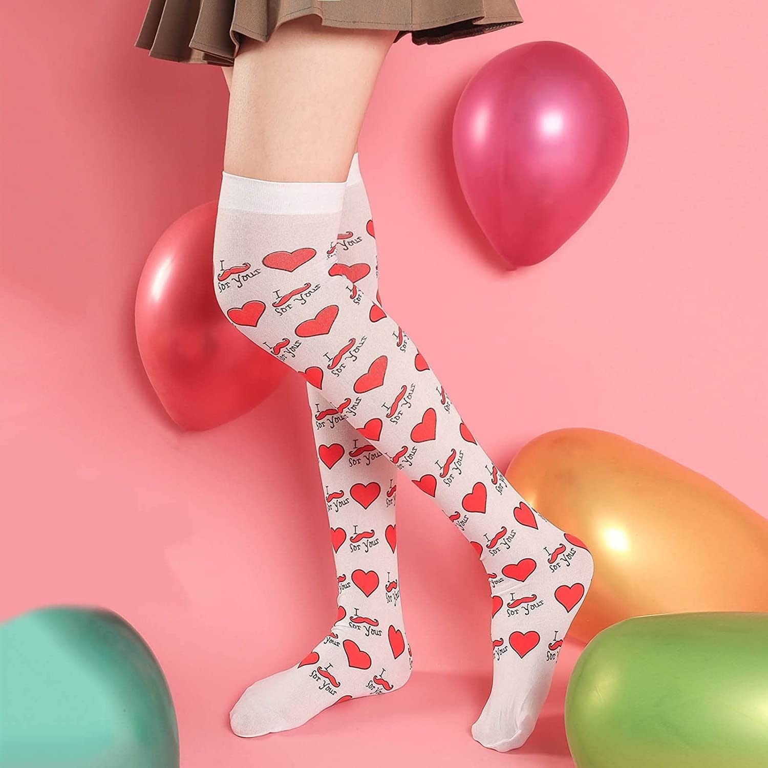 Wintersocken Bettsocken 10 Paar Damen Overknee Socken Liebesmuster Lange Strümpfe Dicke Warme Kuschelsocken Warme Flauschige Socken