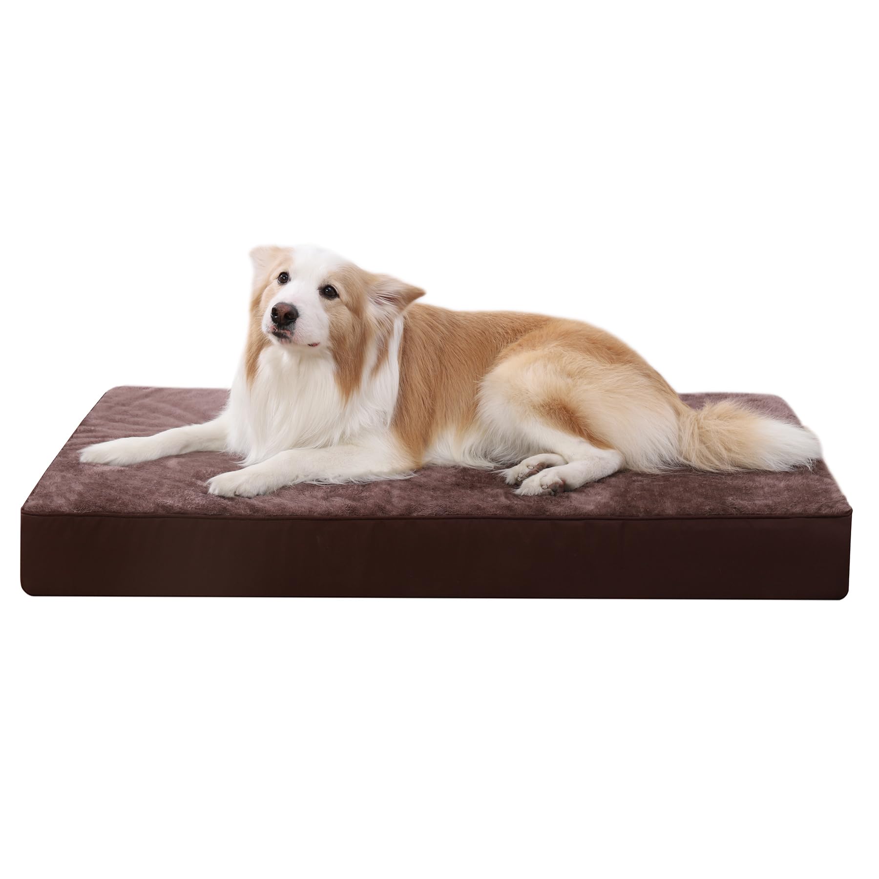 KSIIA Cuccia Cane Interno Taglia Grande, Sfoderabile e Lavabile, Ortopedico Divano per Cani, Letto per Cani, Base Antiscivolo, Marrone 120x75x9cm