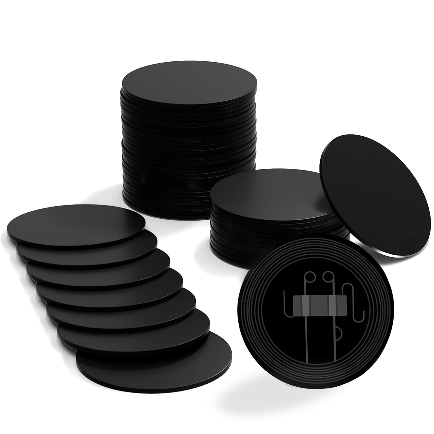 50pcs Black NTAG215 NFC Tag Round 25mm(1inch) NFC Business Card,Waterproof PVC NFC Tags,504 Bytes Memory Programmable and Compatible with NFC Enabled Mobile Phones &amp; Device
