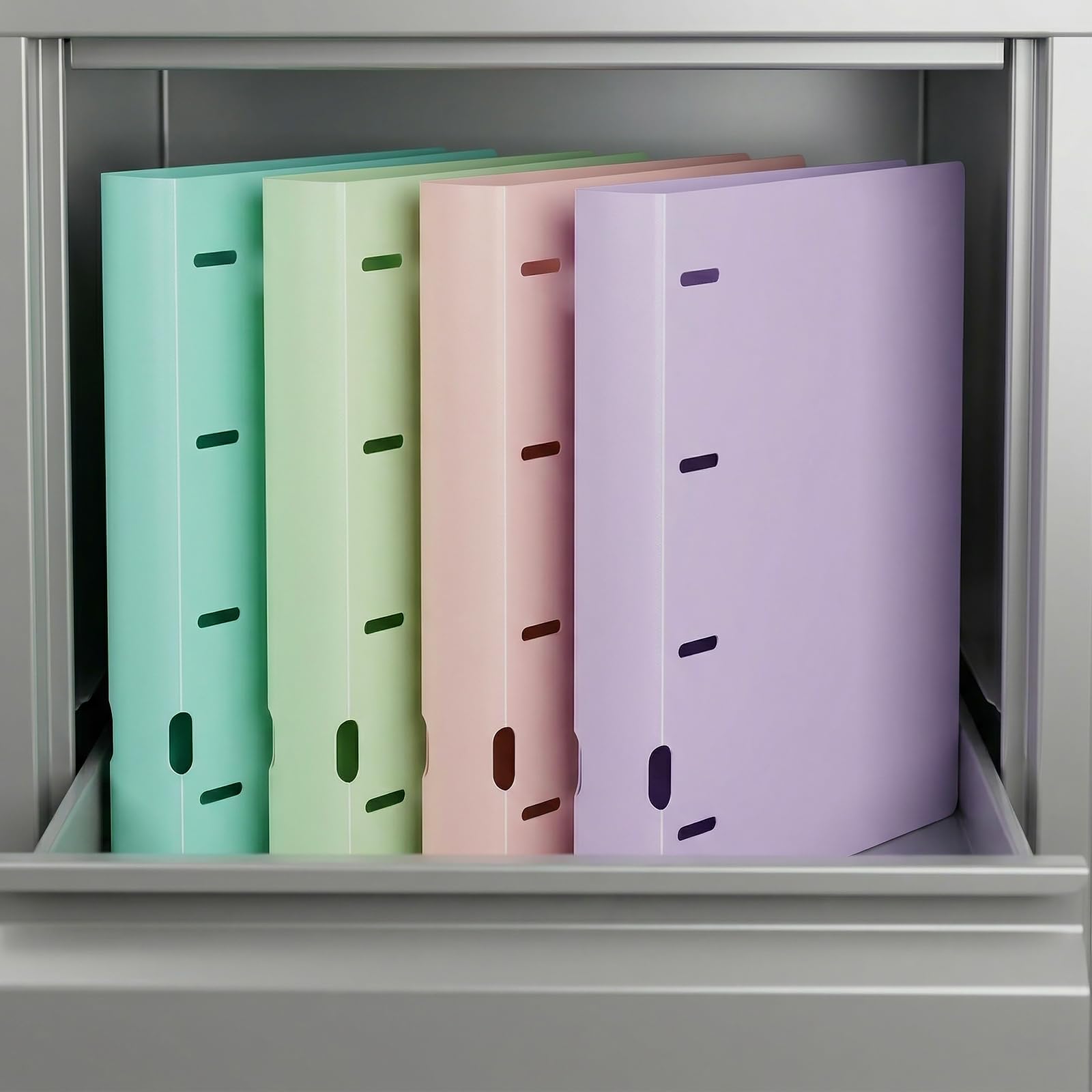 8 Stück Ringbuch A4, Pastell Herausnehmbarer Ringordner A4 mit 4-Ring-Mechanik, 4 Farben (Blau, Pink, Grün, Lila)，3,5 cm Rückenbreite Aktenordner, Geeignet für Büro und Familie
