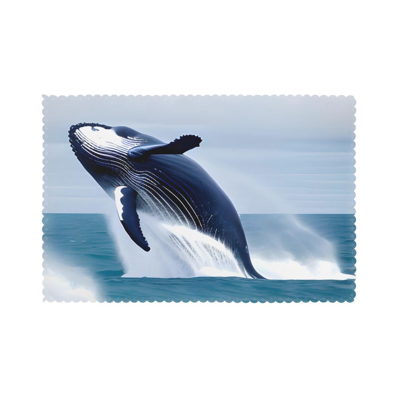 Whales at sea Placemat set of 6, oil-proof and insulated dining table placemats, washable and wipeable.