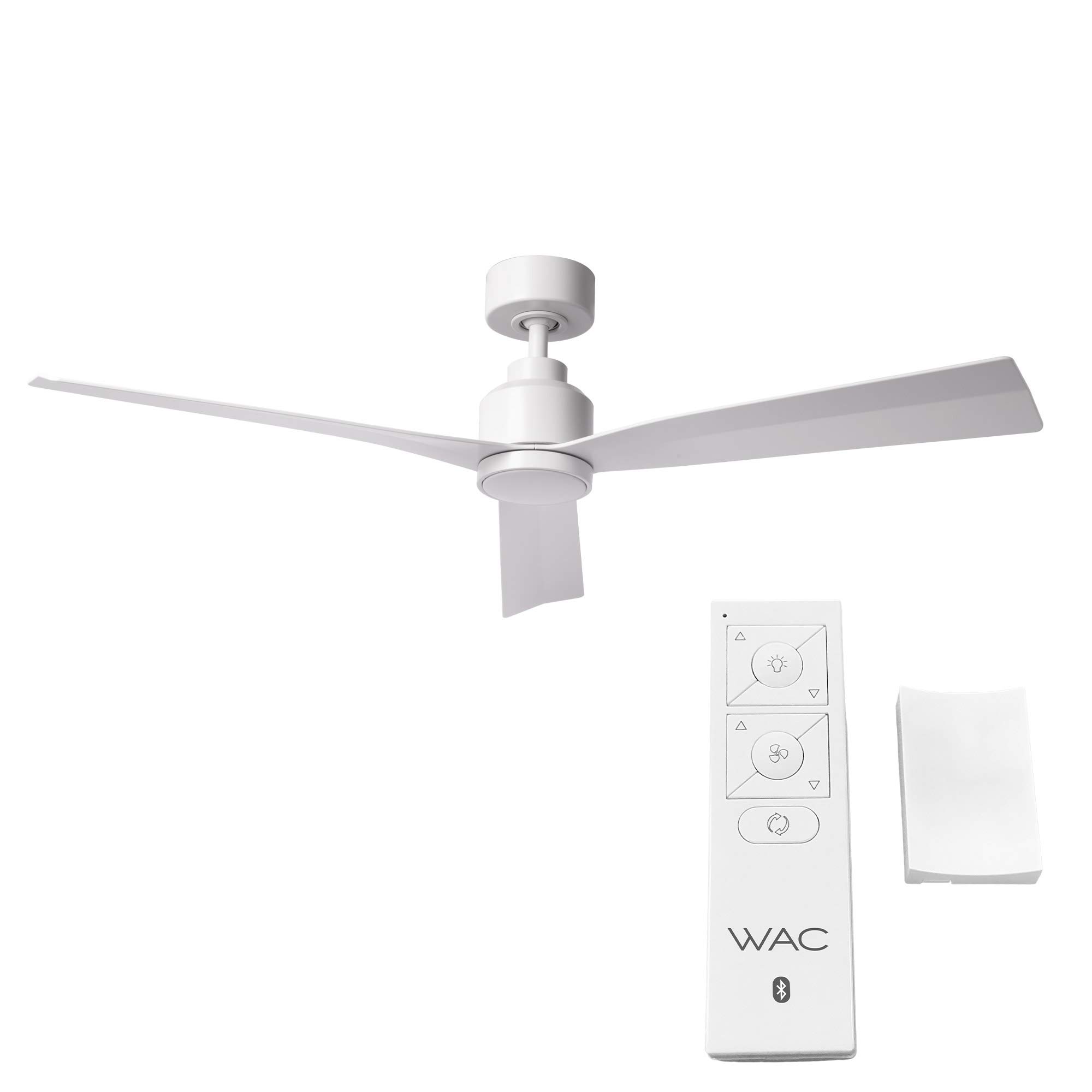 WAC Smart Fans Clean Indoor and Outdoor 3-Blade Ceiling Fan 54in Matte White with Remote Control works with Alexa and iOS or Android App