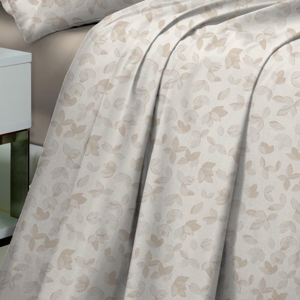 Foppapedretti Notte & Nature Bed Linen Set, Single Bed, Flat Sheet, Corner Sheet and Pillowcase; Sand Leaves 100% Cotton, Made in Italy - Image 3