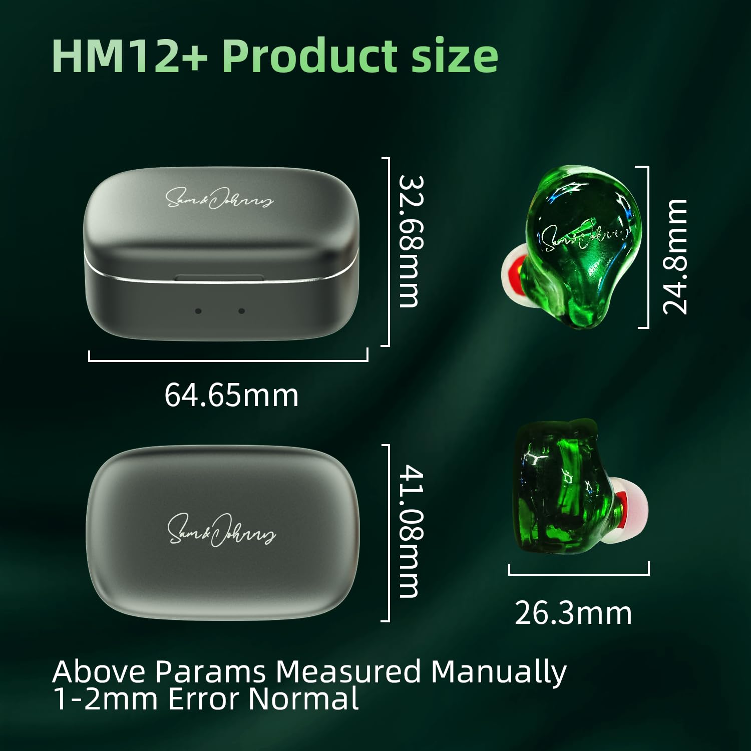 Sam&Johnny HM12+ True Wireless Earbuds, Hi-Fi Triple Driver, IPX6