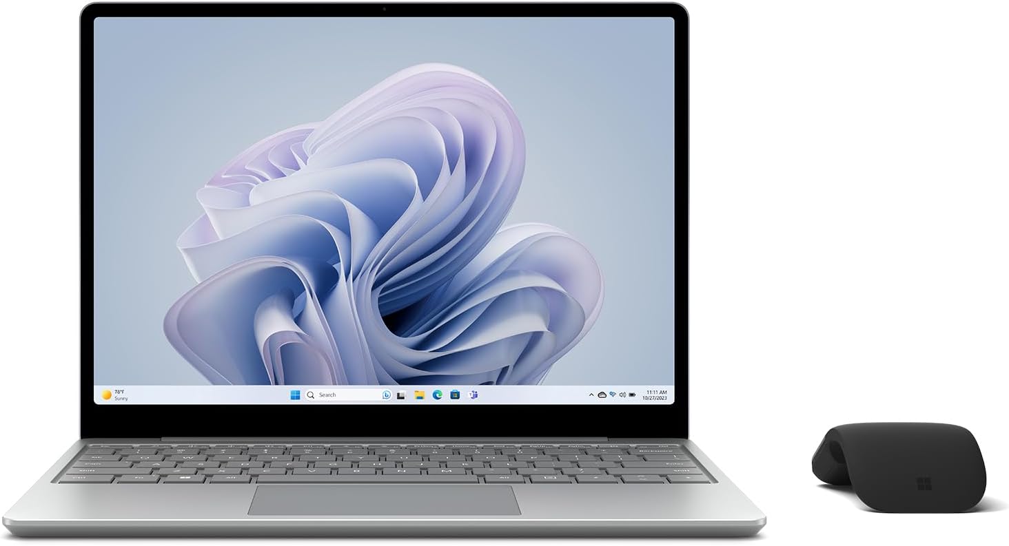 【Microsoft ストア限定】2点セット: マイクロソフト Surface Laptop Go 3 / Office H&B 2021 搭載 / 12.4インチ /第12世代 Core-i5 /8GB/256GB / プラチナ XK1-00005 + マイクロソフト Surface アーク マウス ブラックCZV-00103