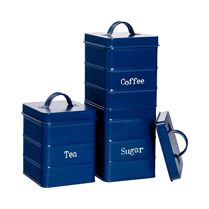 Buy Harbour Housewares 3 Piece Industrial Tea Coffee Sugar Canister Set