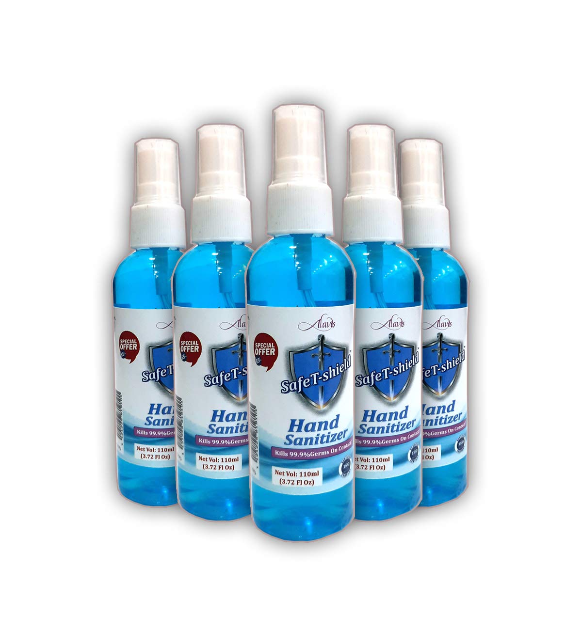 Alavi's Safe T Shield Hand-Sanitizer-110ml-Mist Spray-Pack-of-5