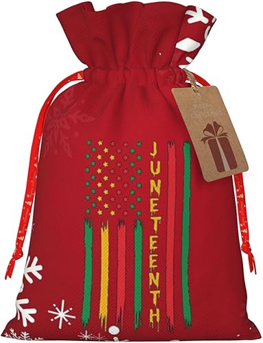 Juneteenth Pride African American Independence Day Christmas Drawstring Bag Gift Bag, Red Storage Bag, Christmas Gift Bags, Christmas Fabric Bags